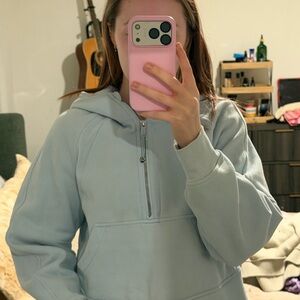 lululemon athletica Light Blue Half-Zip Hoodie Sweatshirt